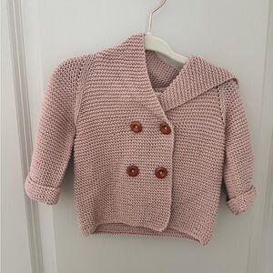 Organic Pink Knit Double-Breasted Baby Cardigan